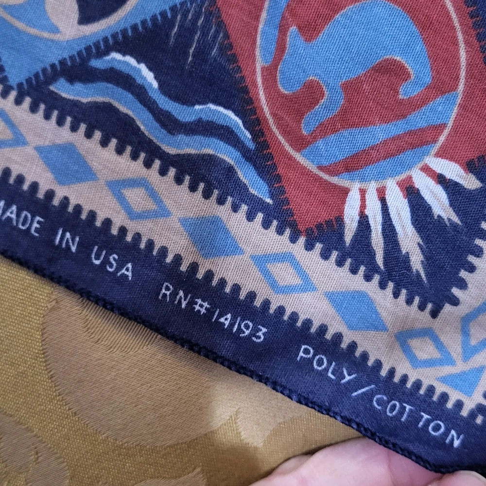 Vintage 90s Wamcraft scarf bandana muted red, blue and tan
